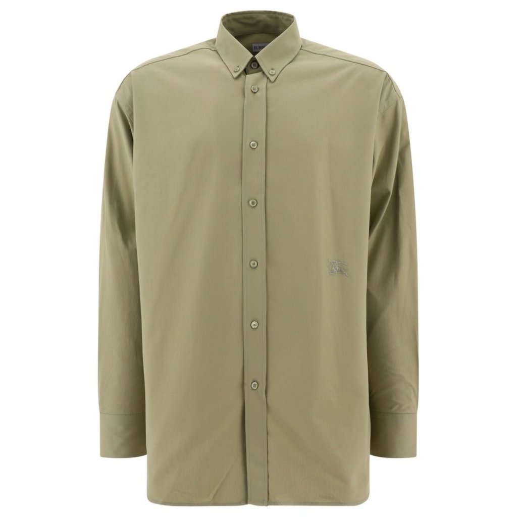 Burberry Men’s Logo-Embroidered Button-Up Cotton Shirt Hunter Xxl 8082303